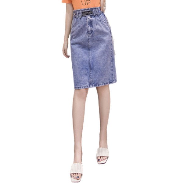 Sieviešu ikdienas džinsa svārki ar augstu vidukli
