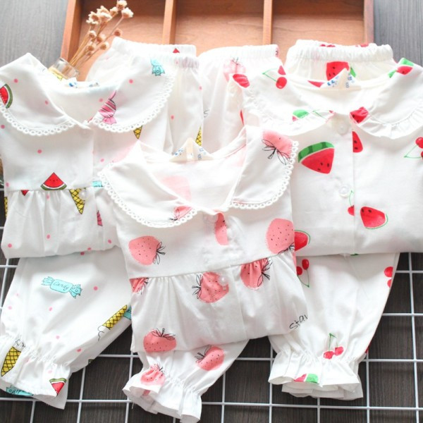 Vaikiška pižama mergaitėms iš dviejų dalių su raštu