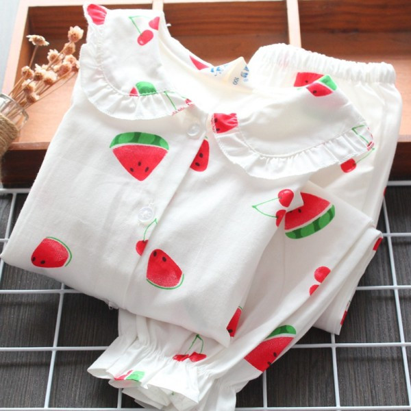 Vaikiška pižama mergaitėms iš dviejų dalių su raštu