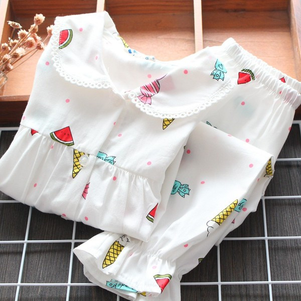 Vaikiška pižama mergaitėms iš dviejų dalių su raštu