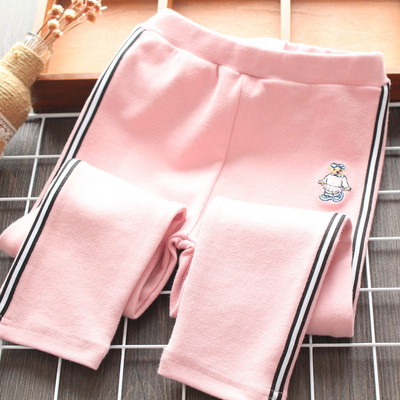 Kasdieniai vaikiški antblauzdžiai aukštu juosmeniu ir apvadu mergaitėms