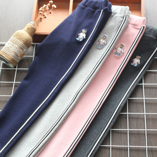 Kasdieniai vaikiški antblauzdžiai aukštu juosmeniu ir apvadu mergaitėms