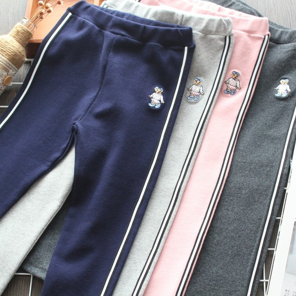 Kasdieniai vaikiški antblauzdžiai aukštu juosmeniu ir apvadu mergaitėms