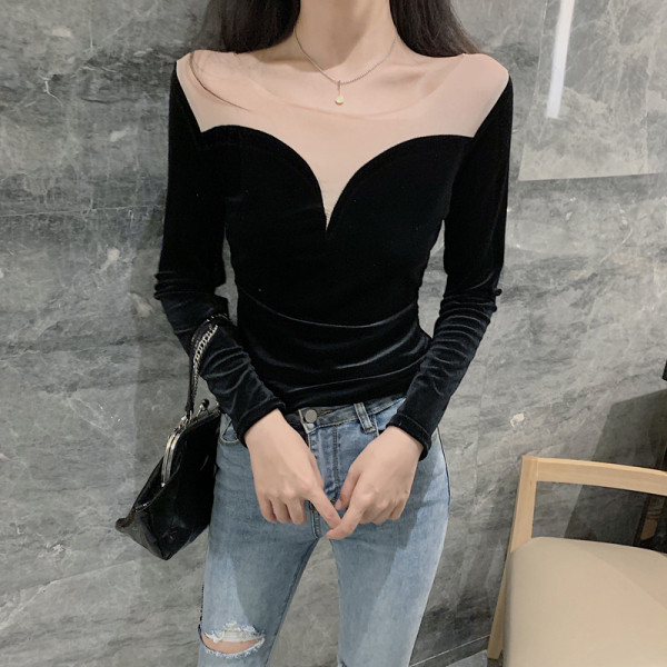 Sametist naiste pluus palja selja ja tülliga