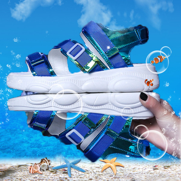 Ikdienas sieviešu sandales ar augstām zolēm un krāsainiem velcro ielāpiem