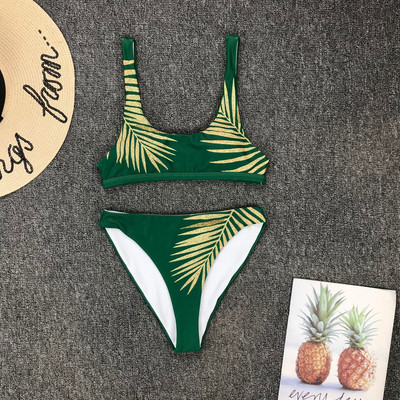 Naujo modelio moteriškas maudymosi kostiumėlis iš dviejų dalių su blizgiu efektu