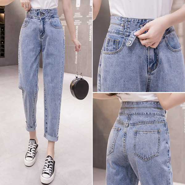 Moderne ženske duge traperice s visokim strukom i remenom