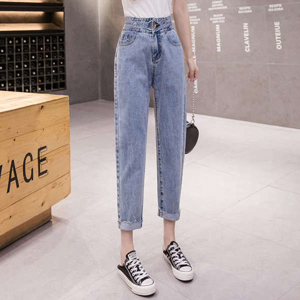 Moderne ženske duge traperice s visokim strukom i remenom