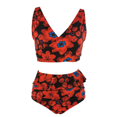 Naujo modelio maudymosi kostiumėlis su gėlių raštu ir kaklaraiščiais