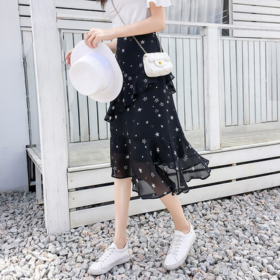 Laisvalaikio moteriškas sijonas aukštu liemeniu – asimetriškas modelis