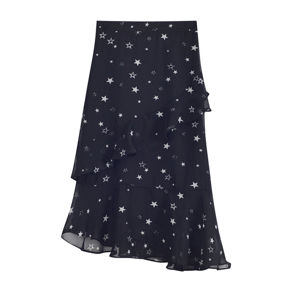 Laisvalaikio moteriškas sijonas aukštu liemeniu – asimetriškas modelis