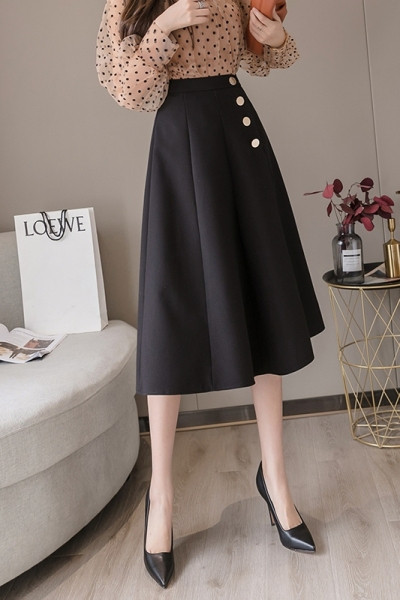 Női lezser hosszú gombos szoknya - szabású modell