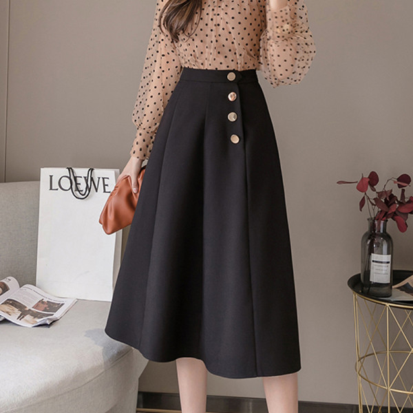 Női lezser hosszú gombos szoknya - szabású modell