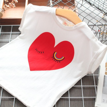 Детска тениска с щампа сърце за момичета