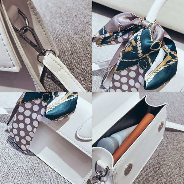 Modern női táska eko bőrből, színes szalaggal