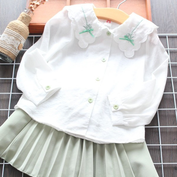 Modern gyerek szett lányoknak ingből és szoknyából