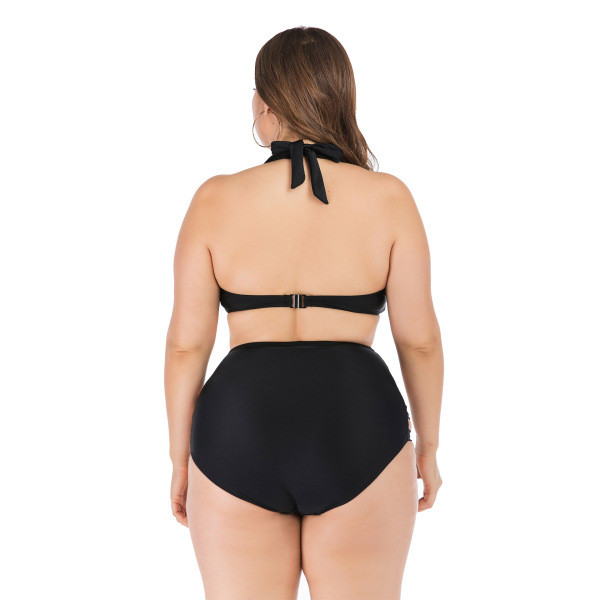 Stílusos fekete fürdőruha kivágásokkal és 4XL-es méretig