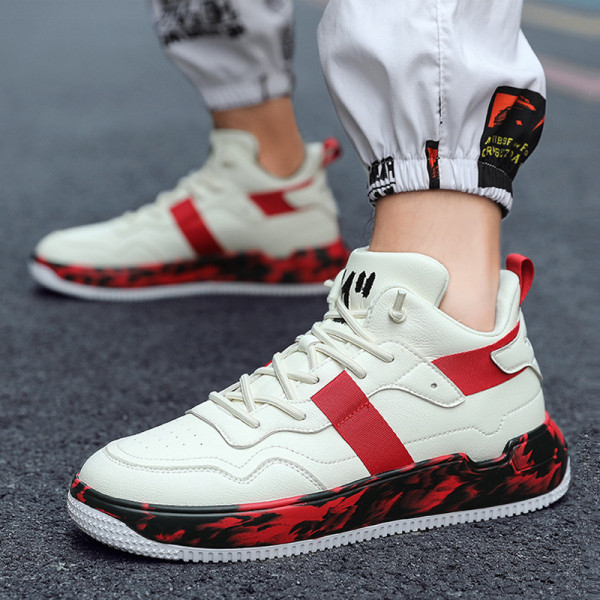 Férfi alkalmi tornacipő műbőrből, fűzővel