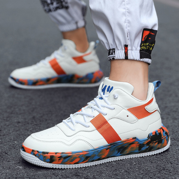 Férfi alkalmi tornacipő műbőrből, fűzővel