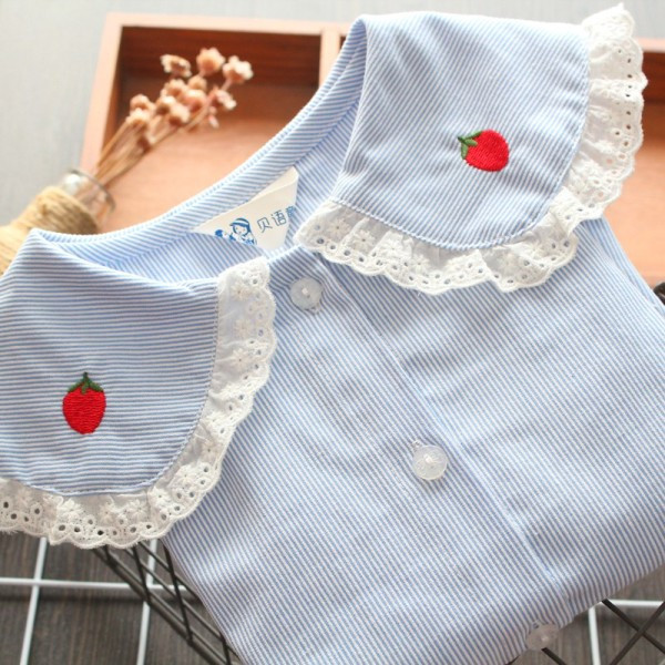 Laste triibuline tikandi ja pitsiga särk