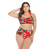 Moderns divdaļīgs peldkostīms ar ziedu rakstu un izmēriem līdz 4XL