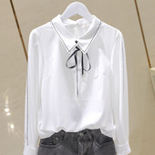 Ženska moderna košulja s klasičnim ovratnikom i čipkom