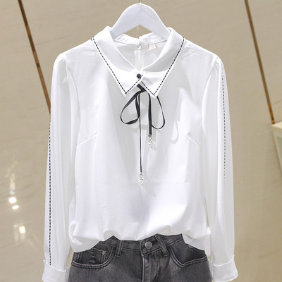 Ženska moderna košulja s klasičnim ovratnikom i čipkom