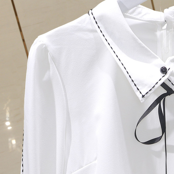 Ženska moderna košulja s klasičnim ovratnikom i čipkom