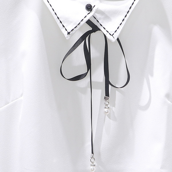 Ženska moderna košulja s klasičnim ovratnikom i čipkom