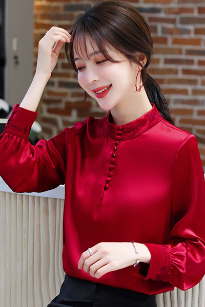 Cămașă casual de damă cu nasturi și mâneci lungi