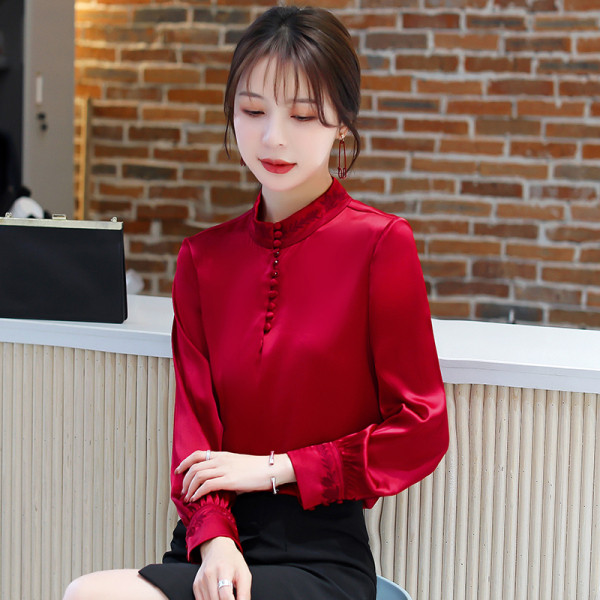 Cămașă casual de damă cu nasturi și mâneci lungi