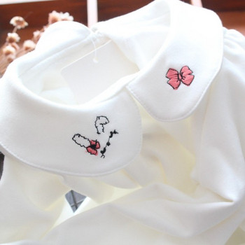 Нов модел детска блуза с овално деколте и бродерия за момичета