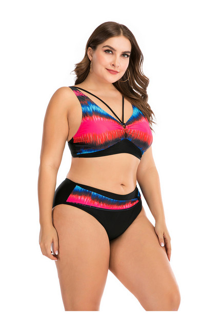 Цветен бански костюм от две части с размери до 4XL