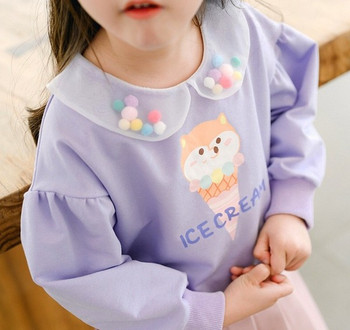 Нов модел детска блуза с щампа и тюл за момичета