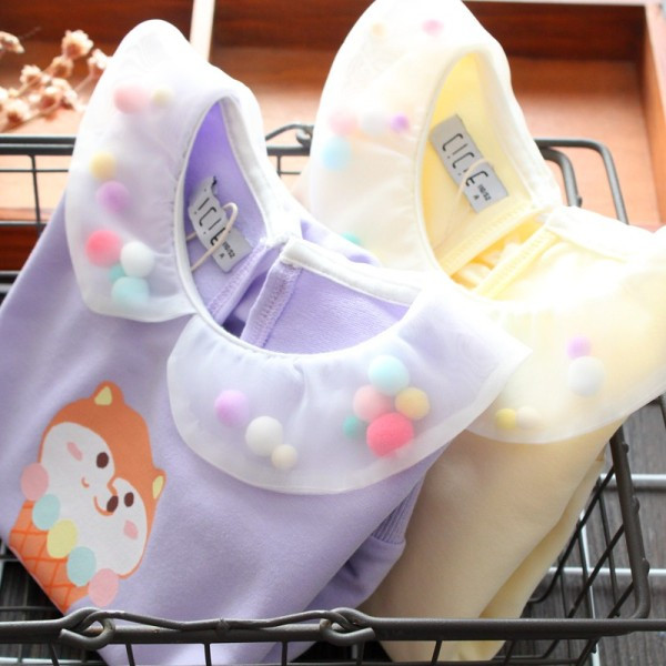 Új modell gyerek blúz mintával és tüllel lányoknak