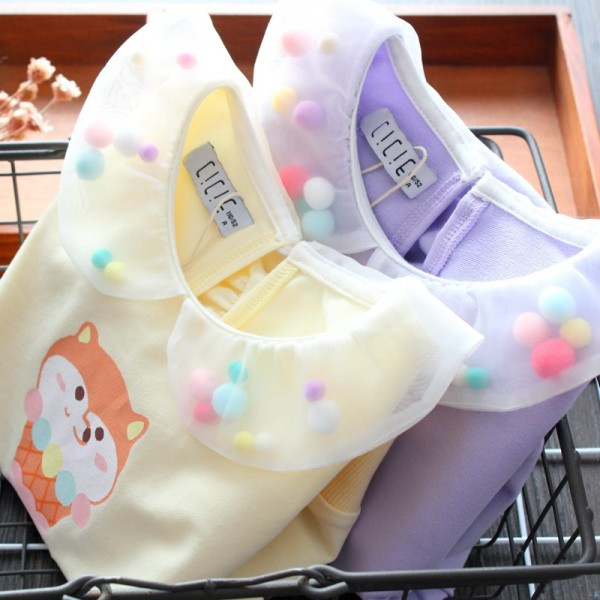 Új modell gyerek blúz mintával és tüllel lányoknak