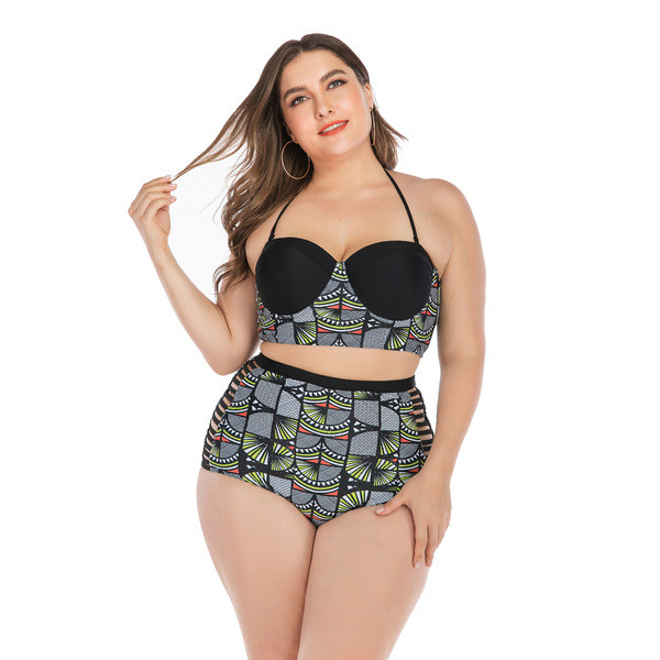 Costum de baie elegant, colorat, din două piese, cu mărimi până la 4XL și cravate