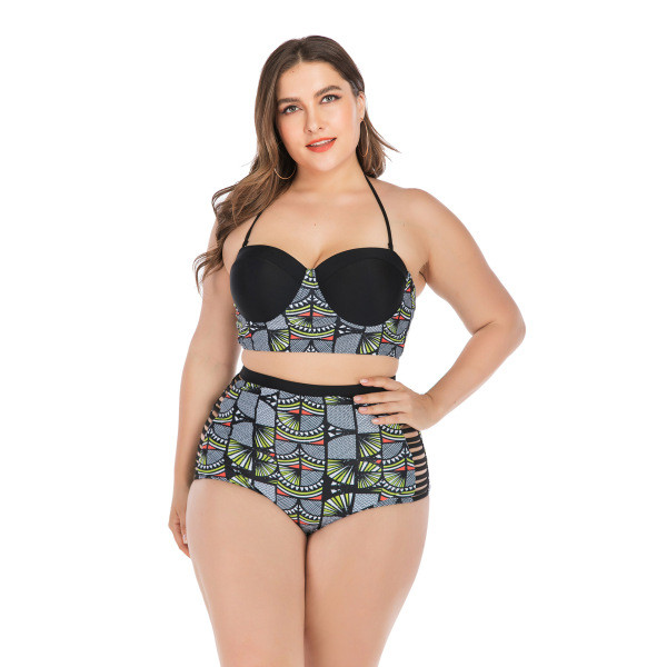 Costum de baie elegant, colorat, din două piese, cu mărimi până la 4XL și cravate