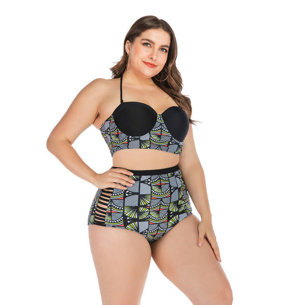 Costum de baie elegant, colorat, din două piese, cu mărimi până la 4XL și cravate