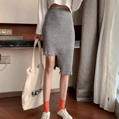 Asimetriski sieviešu svārki no velveta džersija ar augstu vidukli