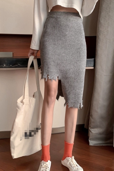 Asimetriski sieviešu svārki no velveta džersija ar augstu vidukli