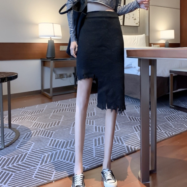 Asimetriski sieviešu svārki no velveta džersija ar augstu vidukli