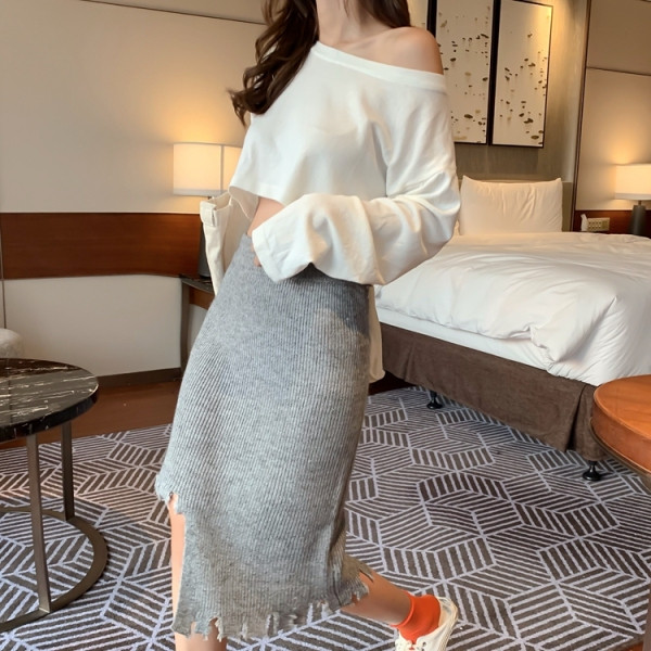 Asimetriski sieviešu svārki no velveta džersija ar augstu vidukli