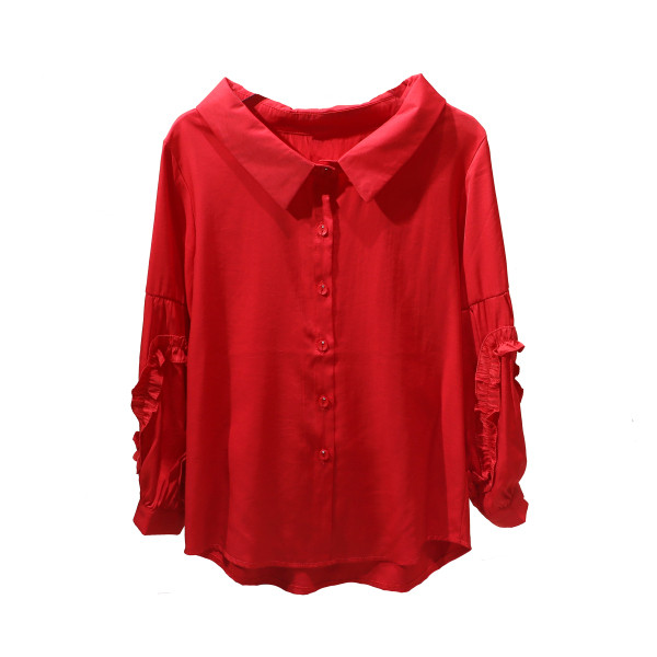 Ikdienas sieviešu krekls ar pogām un špica kakla izgriezumu