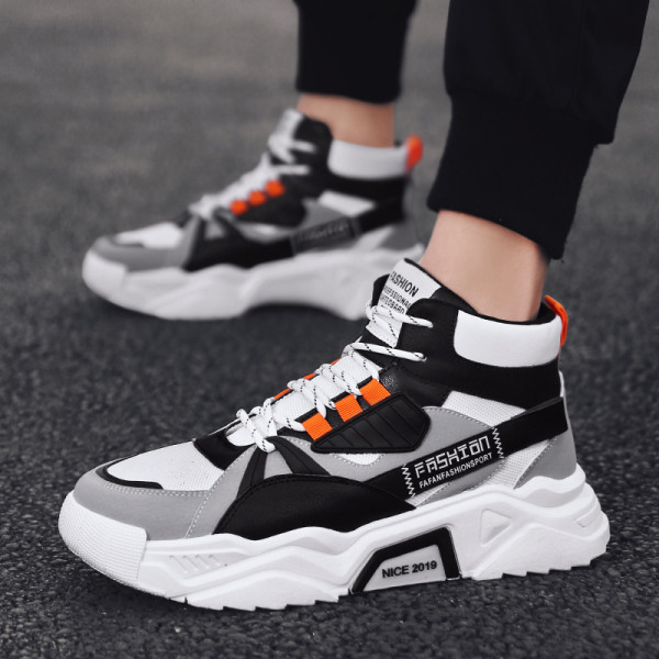 Vīriešu kedas līdz potītēm no eko ādas un tekstila