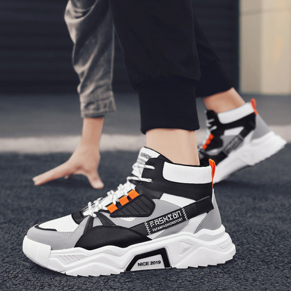 Vīriešu kedas līdz potītēm no eko ādas un tekstila