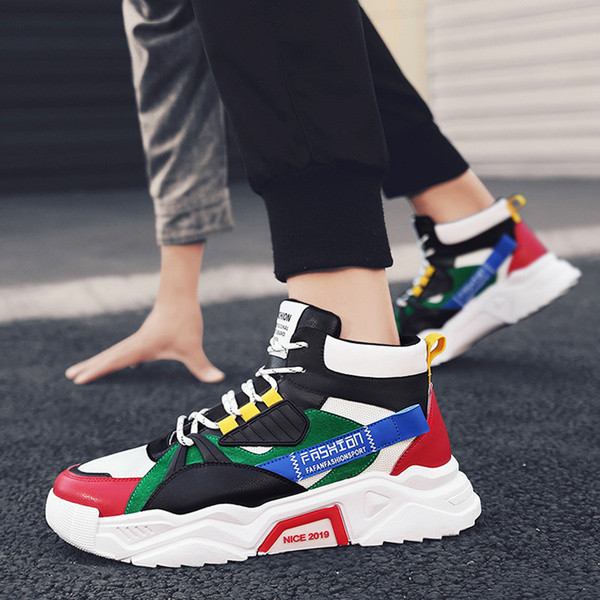 Vīriešu kedas līdz potītēm no eko ādas un tekstila