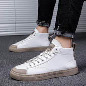 Vīriešu ādas kedas ar potītes augstumu un šņorēm