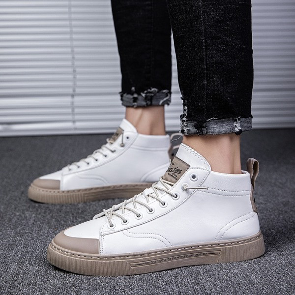 Vīriešu ādas kedas ar potītes augstumu un šņorēm