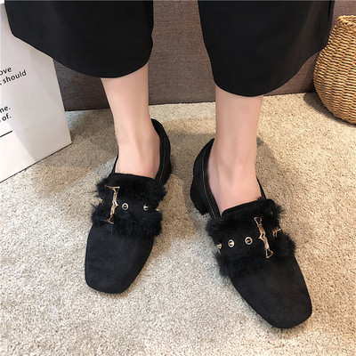 Pantofi dama casual cu toc mic gros cu catarama